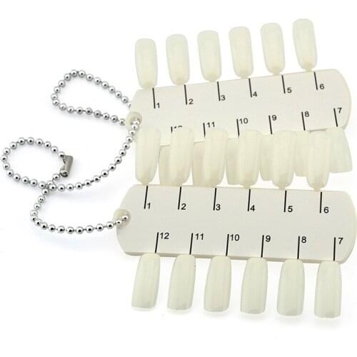100 Set/ lot 24 Tips Nail Display Chart with Necklace Acrylic Natrual False Tips Faux Ongles Nail Polish Display Tools F0038
