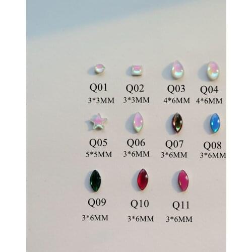 100pcs 3D High Quality Stud AB color Round Square Star Horse-Eye Oval Nail Art Deco Nail Art Stud