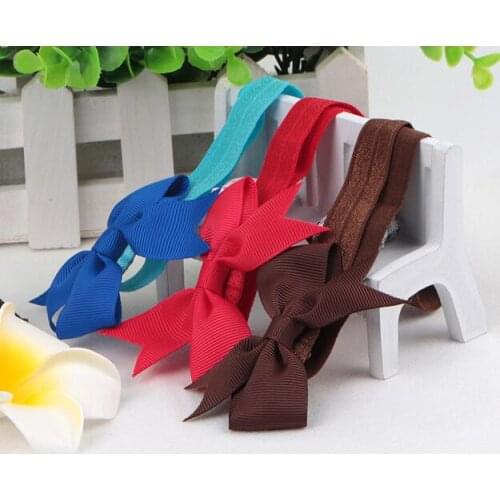 1000pcs Mix Color Wholesale Baby Ribbon Bow Headband Newborn Hair Accessory Kids Hair Band Bow Elastic Stretchy