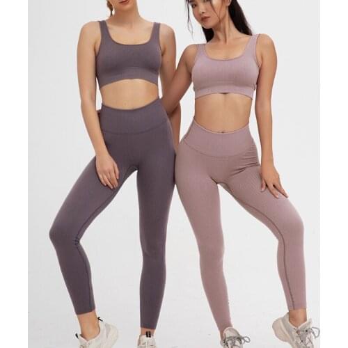 2 Pcs Suits Seamless Yoga Set Workout Sport Bra High Waist Leggings Yoga Outfits for Women Sportswear Fitness Clothes Gym Sets