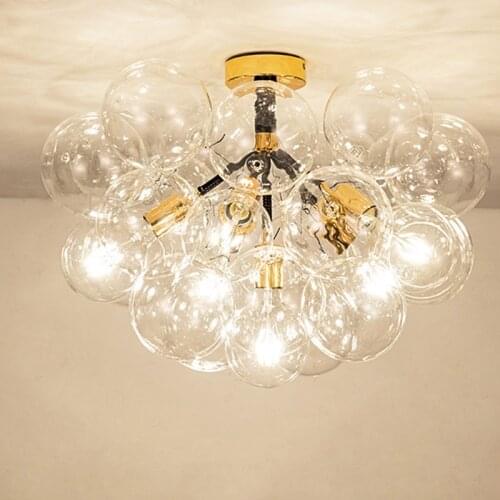 9 /12 /20 Nordic Concise Art Sphere Led Ceiling Lamp Creative Glass Bubbles BedroomLivingroom Bar Decor Light Fixtures