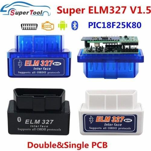 OBDII Scanner ELM327 1.5 Car Diagnostic Tool ELM 327 PIC18F25K80 Bluetooth V1.5 ELM327 OBD2 Bluetooth Code Reader OBD II V1.5