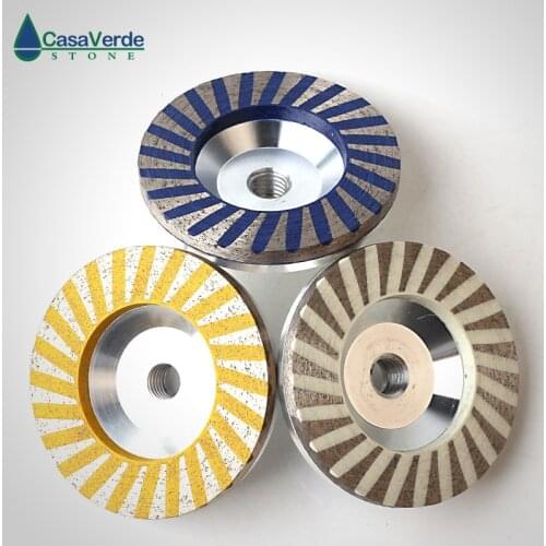 Free shipping 3pcs/set diamond turbo resin filling aluminum body cup wheels 4 inch for grinding stone