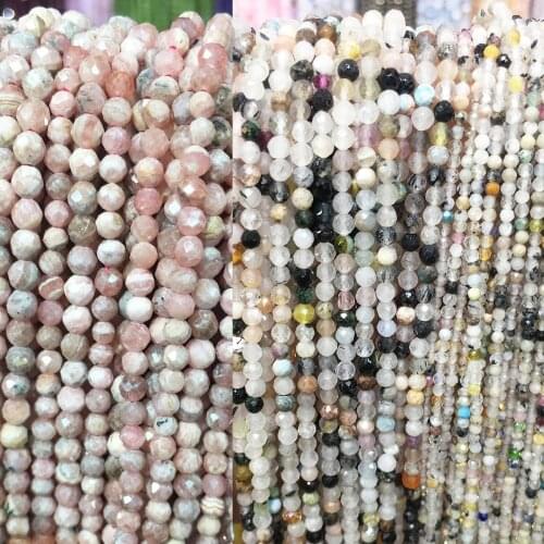 Charm Natural Red Stone Cut Face Beads 2mm 3mm Characteristic Angle Cut Small Size Beads Multi Gems Semifinished Products 40cn