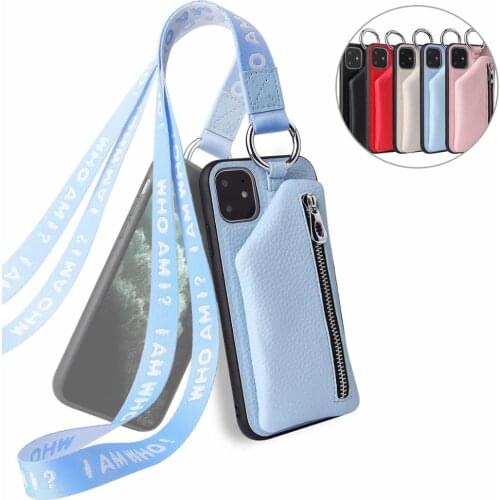 Wallet phone case for huawei P40 40pro P30 20LITE Mate 30 20 pro lite honor 20 pro Y9 zipper leather case cover with lanyard