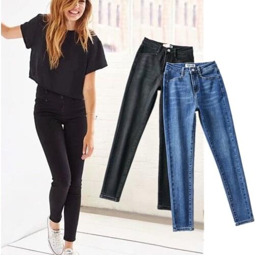 Jenny&Dave Skinny Pencil Jeans Ins Fashion Blogger England Simple Stretch Jeans Woman High Waist Jeans Cropped Jeans For Women