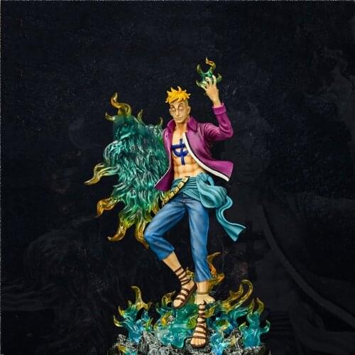 48cm One Piece GK Fantasy Marco Phoenix Action Figure PVC Figure Toy Can Emit Light Collectible Model Toy Boy Gift