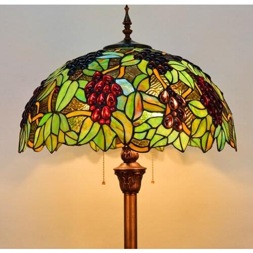Europe Tiffany retro style stained glass grape floor lamp living room bedroom study standing lamp