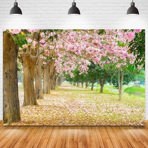 Spring Tree Pink Flowers Forest Photography Background Nature Scenery Backdrop For Photo Studio Baby Birthday Party Photographic
