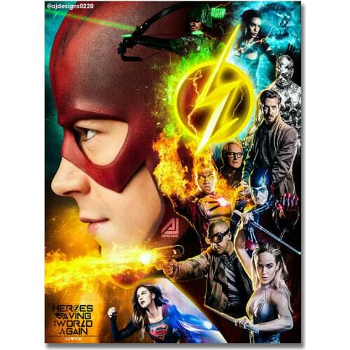The Flash Hot TV Series Silk Fabric Wall Poster Art Decor Sticker Bright