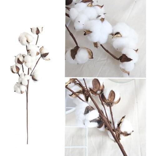 Simulation Flower Realistic Exquisite Dried Cotton Artificial Cotton Flower Plant for Wedding