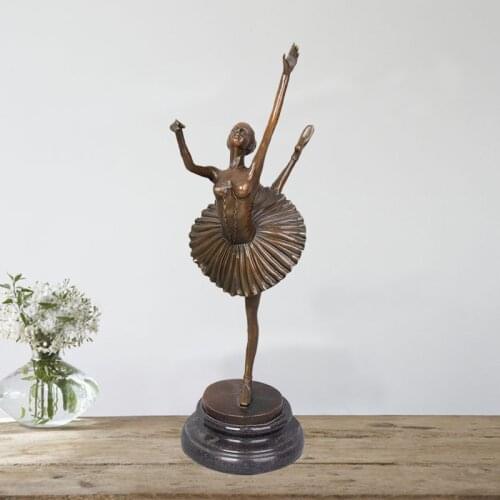 Ivorique DS-318 Aldo Vitaleh bronze statue sculpture Female Woman Ballet Dance Player Girl Statue Figurine Study Room Decor