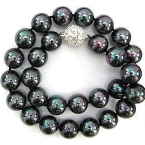 Classical 10mm natural black south sea round shell pearl free shipping diy necklace for women jewelry making 18 inch AAA BV324