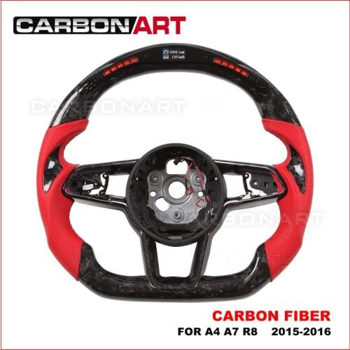 Forged Carbon Fiber Flat Bottom racing style Steering Wheel For Audi A4 A7 R8 2009-2017 replacement carbon fiber steering wheel