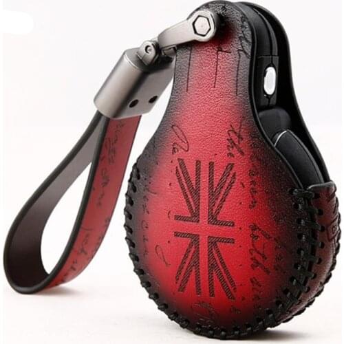 Handmade Red Genuine Leather Key Fob Shell Cover For MINI Cooper 3rd Gen F55 F56 F57 F54, Gen2 F60 Countryman Smart Key