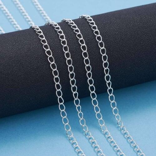 5m 3~4mm Width Soldered Link DIY Brass Twisted Chains Gold/Silver Color Curb Chains For Necklaces DIY Jewelry Making