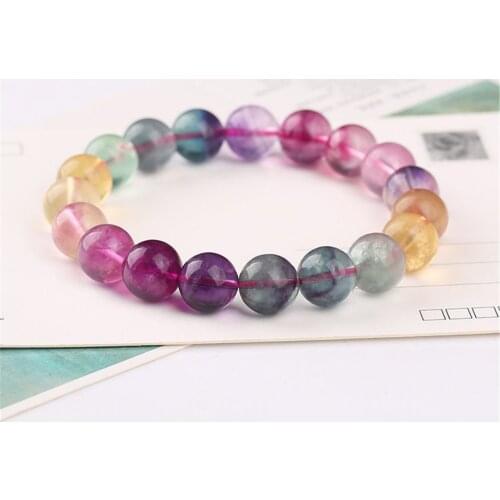 Top Natural Colorful Fluorite Bracelets Jewelry For Women Men Love Gift Crystal Round Beads Stone Stretch AAAAA 7mm 8mm 9mm 10mm