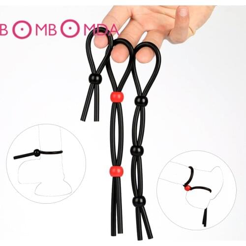 Adjustable Penis Ring Rope Sex Toys for Adults Men Silicone Ejaculation Delay Cock Scrotum Ring Male Lasting Cockring