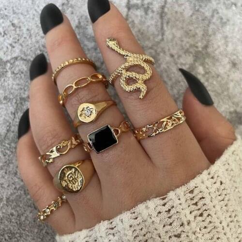Punk Gothic Snake Ring Set for Women Vintage Adjustable For Girls Punk Accessories Fashion Jewellery New Trendy