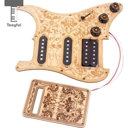 Tooyful Maple Wood SSH Prewired Alnico V Humbucker Pickup Pickguard Scratch Plate Set for Electric Guitar Replacement Parts