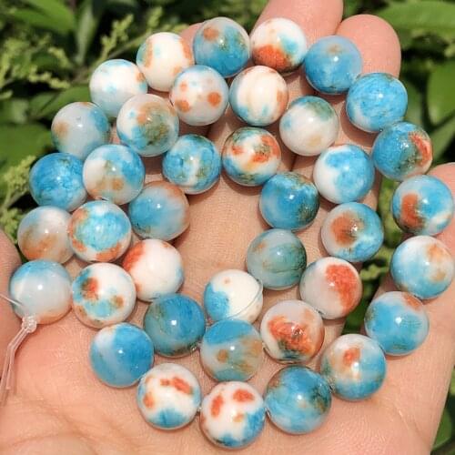 Natural Stone White Blue Red Persian Jades Beads Round Loose Spacer Beads For Jewelry Making DIY Bracelets 6/8/10/12mm 15"Inches
