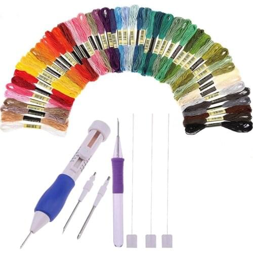 50 colors embroidery thread 3 Needles 2 Threaders Craft Tool Punch Needle Set Embroidery Stitching Craft Tool for DIY Sewing