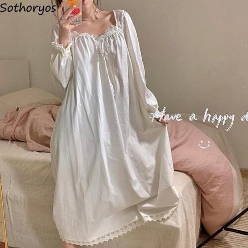 Nightgowns Women Kawaii Solid Lace Patchwork Edible Tree Fungus Females Home Wear Sleepshirt Plus Size S-4XL Elegant Comfortable