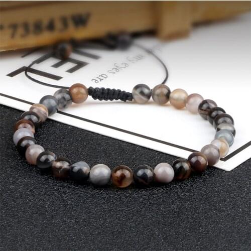 New 6mm Striped Agates Beads Bracelet Women Men Charm Natural Stone Handmade Braided Rope Bracelets&Bangles Fashion Yoga Jewelry