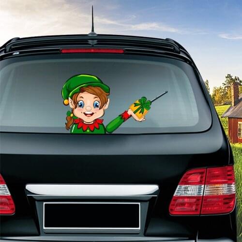 New Christmas Elf Waving Wiper Decals PVC Rear Window Wiper Stickers Windshield Car Stickers And Decals for Car Styling