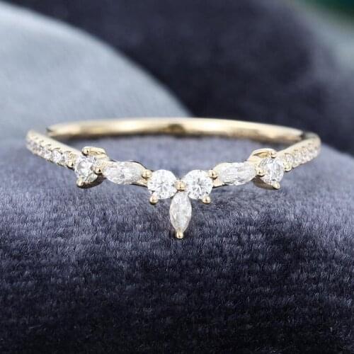 EDI Yellow Gold Wedding Band 14k Marquise Cut Natural Conflict-Free Diamond Ring Stacking Matching Bridal Anniversary Ring