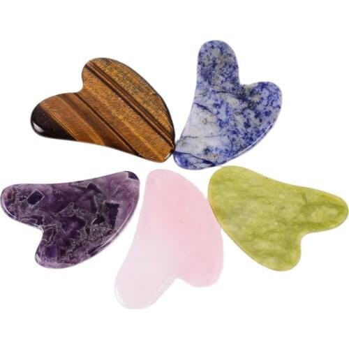Wholesale Jade Massage Gua Sha Tool Natural Stone Rose Quartz Facial Acupuncture Scraping Healing Body Eye Health Care Massager