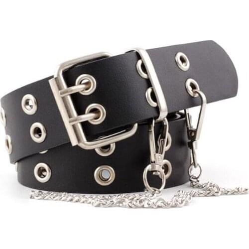 Fashion Harajuku Chain Belt Women Jeans Punk PU Leather Buckle Belt Ladies Vintage Waist Casual ceinture PJ297