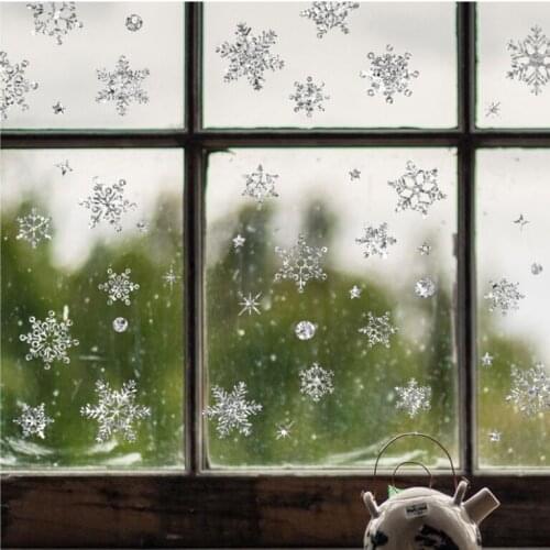 Christmas Window Sticker Gold Snowflake Glass Sticker Xmas Christmas Decorations for Home Film Silk Screen Printing XH-002