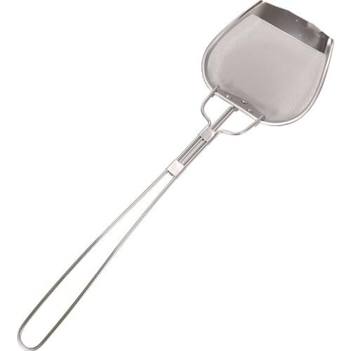 Stainless steel oil dregs slag shovel drain oil grid slag filter screen strainer colander deep fry kitchen tool