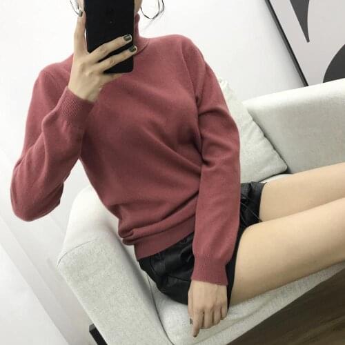 Turtleneck sweater thickened in autumn and winter warm pullover sweater 2020 long sleeve knitted solid color sweater