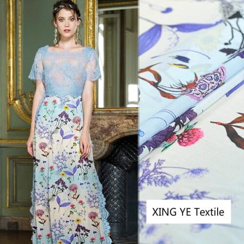 Stretch Georgette Inkjet Pure Silk Fabric Cloth Garment Dress Fabrics by the Meter for Sewing Soft Comfortable Drape Cloth