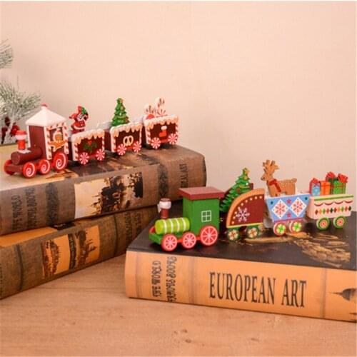 New Year Decoration 2021 Christmas Decorations Wooden Train Desktop Decoration Christmas Children Gift Navidad Merry Christmas