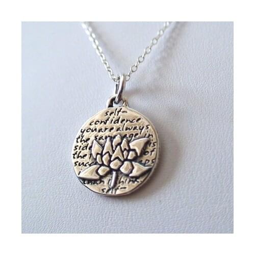 20pcs Inspirational Lotus Flower Charm Necklace13mm