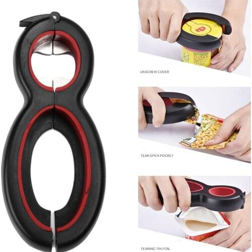 All in One Jar Opener Multi Function Twist Bottle Opener Wine Beer Lid Jar Opener Gripper Kitchen Accessories 6 in 1