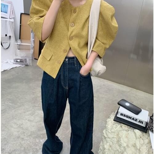 Fashion New Summer Women High Quality Half Sleeve Plaid Jacket Coat For Ladies Casual Tops 2 Color Ddxgz2 5.17