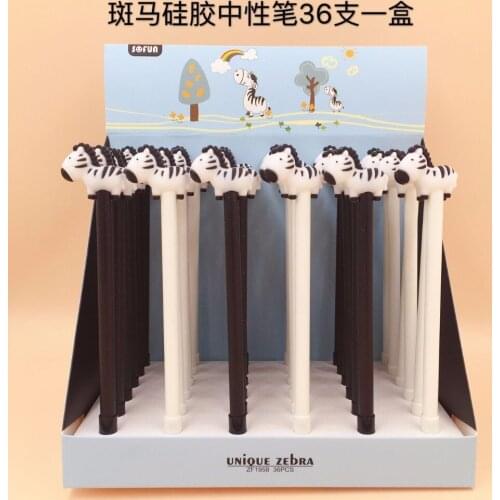 36pcs/lot creative animal zebra silicone gel pen unisex pen Roller ball pens school supplies students prize promotion gift