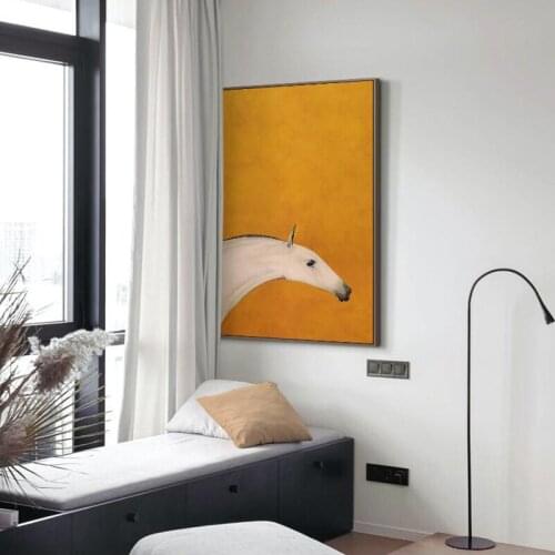 Abstract Yellow Background Horse Nordic Canvas Painting Wall Art Nordic Posters and Prints Wall Pictures for Living Room Decor