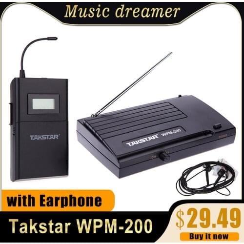 Takstar WPM-200 UHF Wireless Monitor System 50m Transmission Distance In-Ear Stereo Headphones Headset Transmitter Receiver