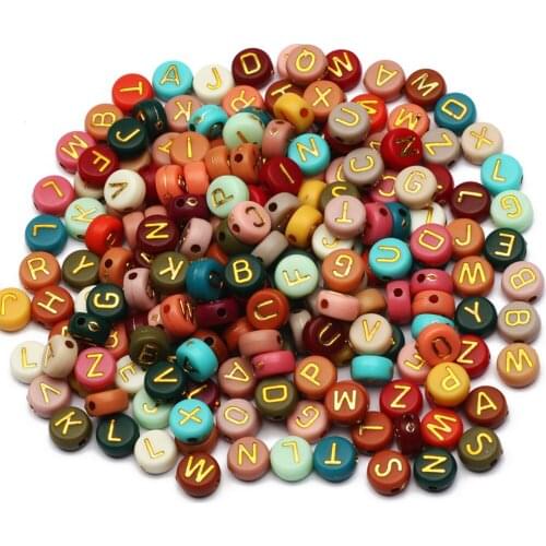 Mixed Letter Acrylic Beads Round Flat Loose Spacer Alphabet Beads for Jewelry Making Handmade DIY Bracelet Necklace Accessories