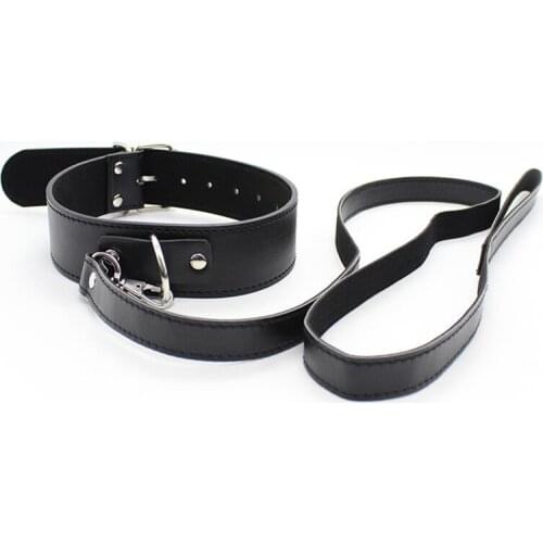 Candiway 3 Colors PU leather Collar With Long Traction Belt BDSM Bondage Restraints Slave Roleplay Game Sex Toys For Adults