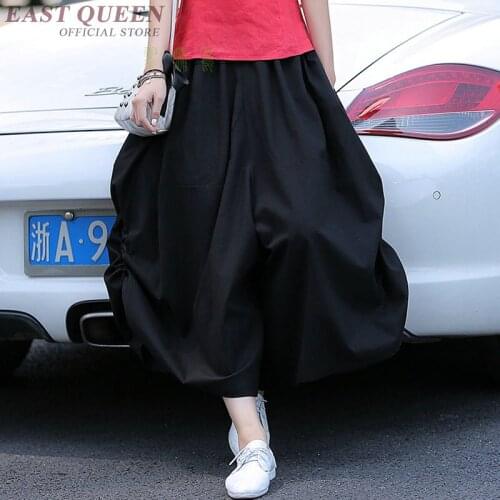 Palazzo pants for women baggy trousers female ladies wide leg pants woman 2018 Chinese style high waist pants female AA4113