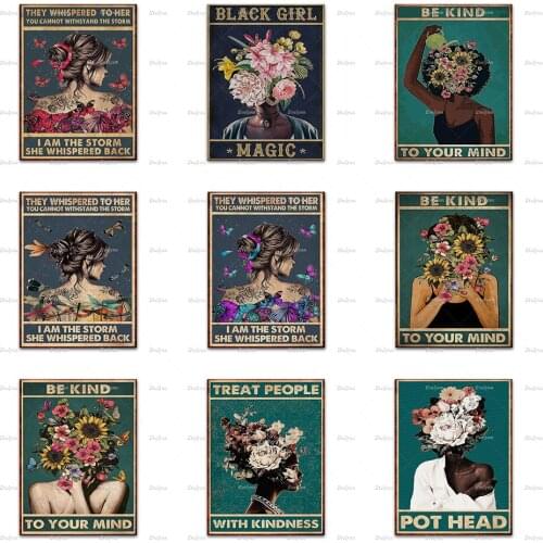Be Kind To Your Mind Vintage Poster, Pot Head , Inspirational , Flower Head, Home Decor Canvas Wall Art Prints Unique Gift