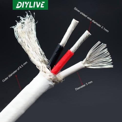 DIYLIVE Hi-Fi skin two core multi core with shielded silver plated cable audio cable signal cable power cord horn cable