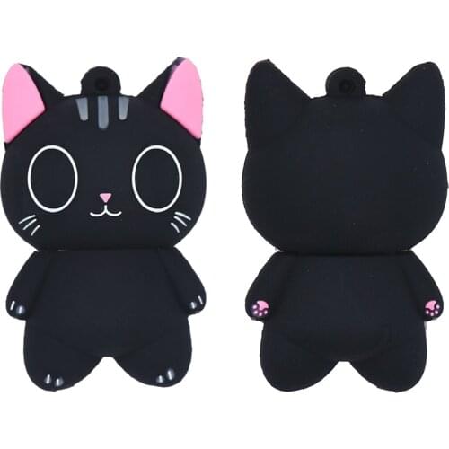 Usb Flash Drive 4gb 8gb 16gb 32gb 64gb Cartoons Pendrive 128GB Cut Cat Memory Usb Stick Pen Drive Black Pet Animal U Disk