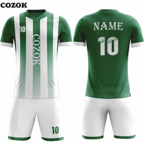 Gradient Green And White Stripe Soccer Jersey Football Uniforms Classic Shirt Clothes Suit Men Quick Dry Training Football Shirt